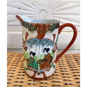 Vintage 40's Japanese Hand Painted Water Pitcher Geisha Girls 6"